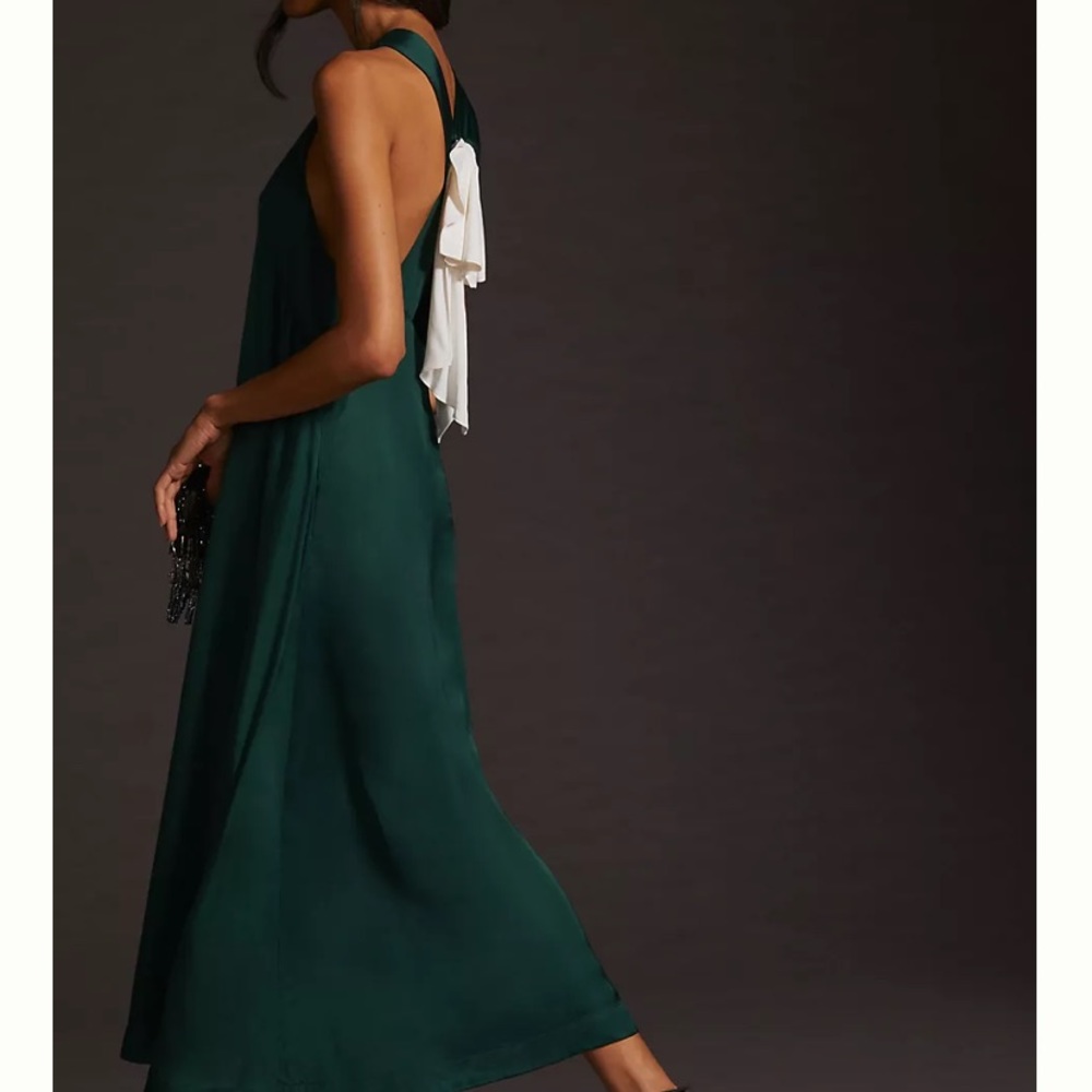 Anthropologie Maeve Bow-Back Halter-Neck Midi Dress